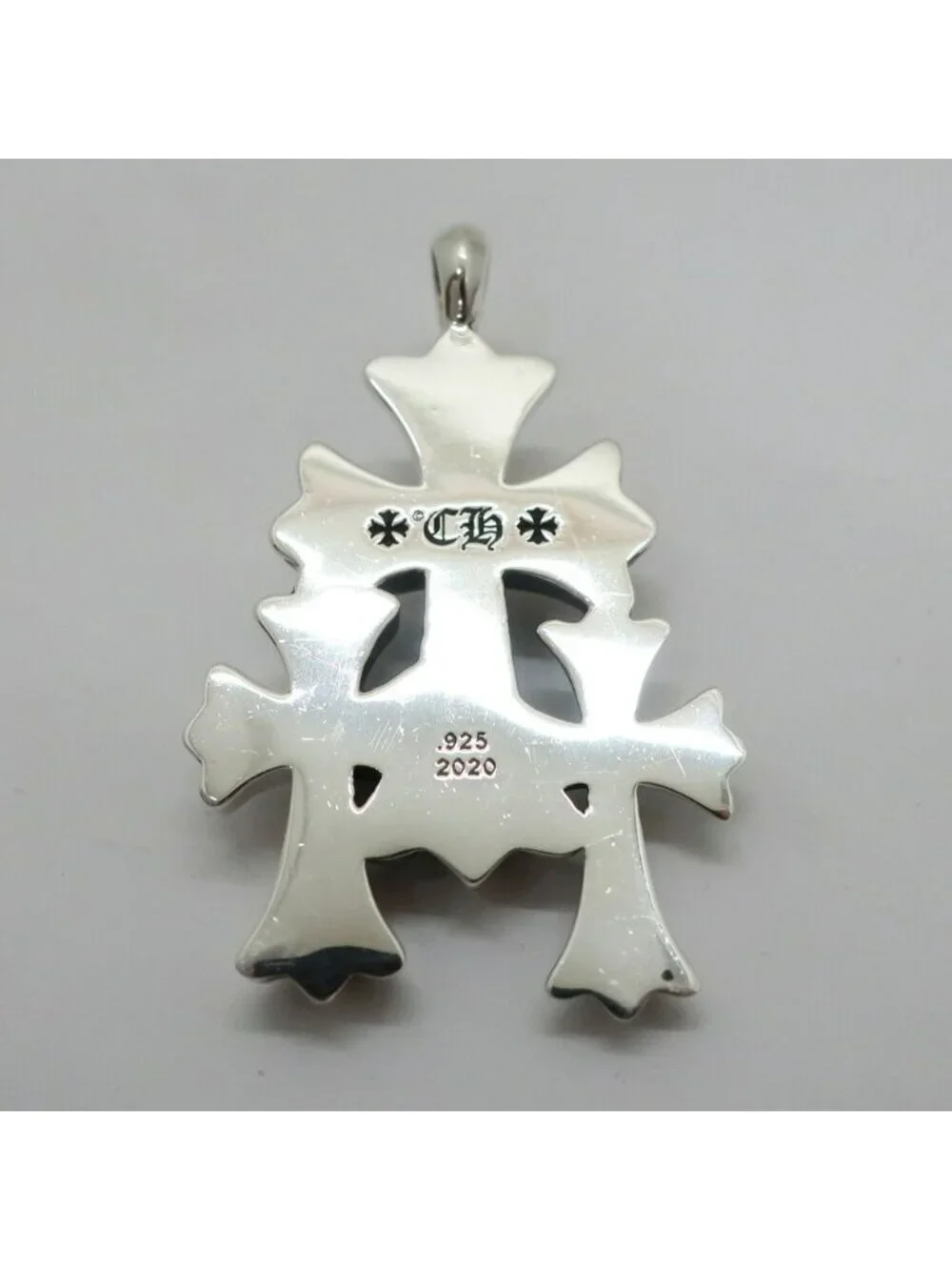 Chrome Hearts Ten 3 CH Crs Sml Triple CH Black 925 Sterling Silver Receipt